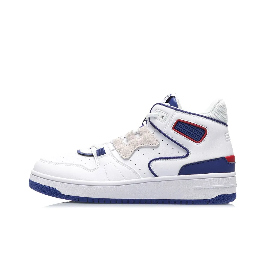 LiNing Attack 2020 Cushioning Anti-Slip And Wear-Resistant Mid-Top Vintage Basketball Shoes Women's White Blue