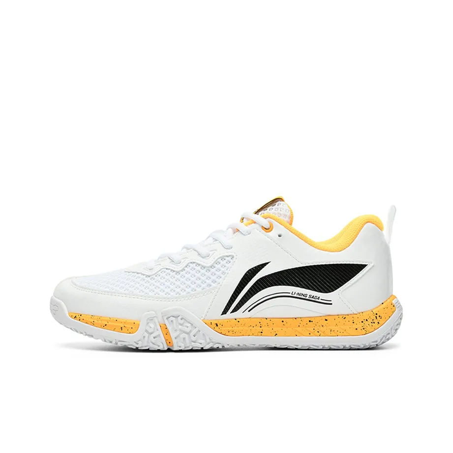 LiNing II Lite Cushioning, Wear Resistant Low Top Badminton Shoes Unisex White Yellow
