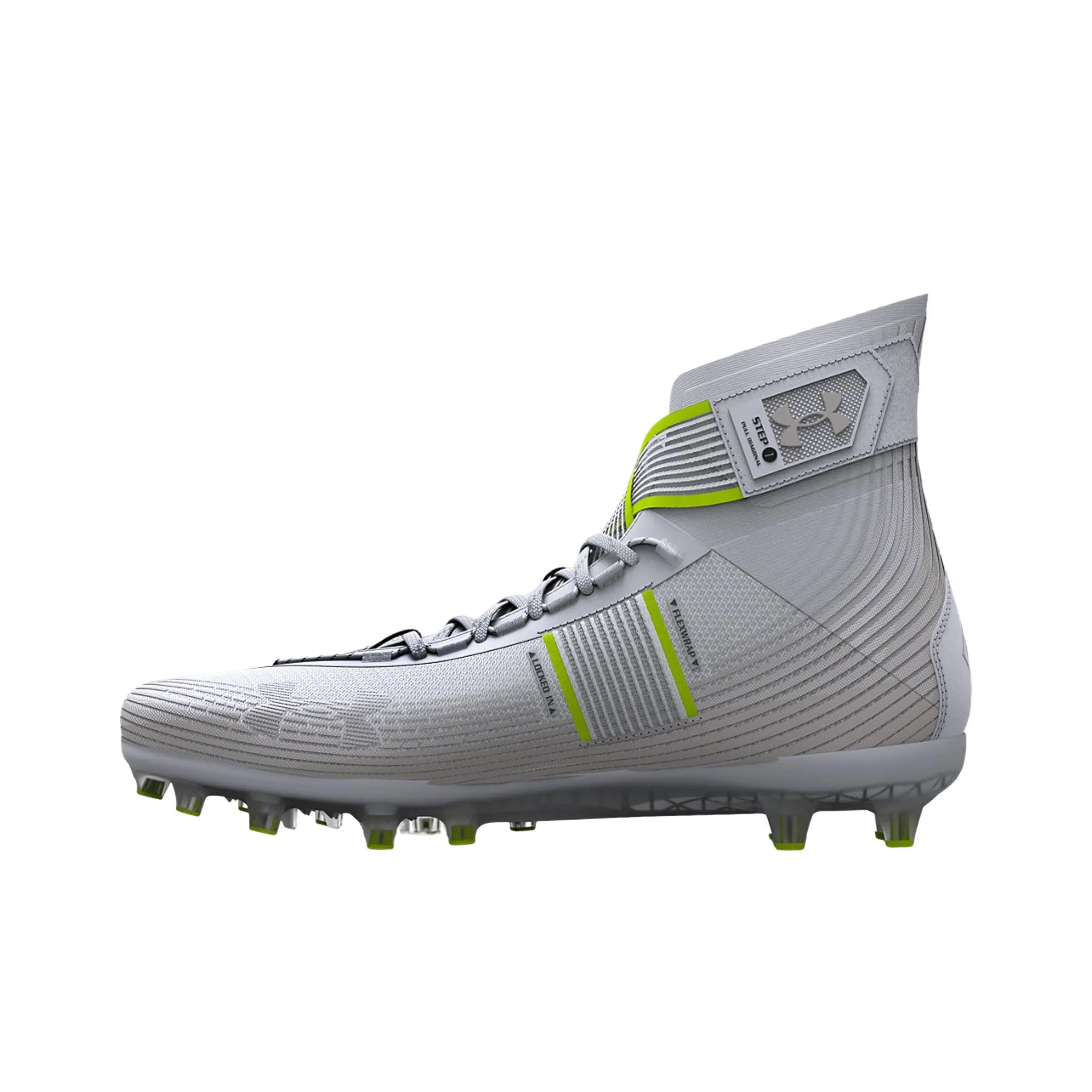 Under Armour Slip-resistant Abrasion-resistant High Top Training Shoes Men's Silver White HIGHLIGHT Подкладка Under Armour Противоскользящие устойчивые к истиранию высокие кроссовки для тренировок мужские серебристо-белые HIGHLIGHT