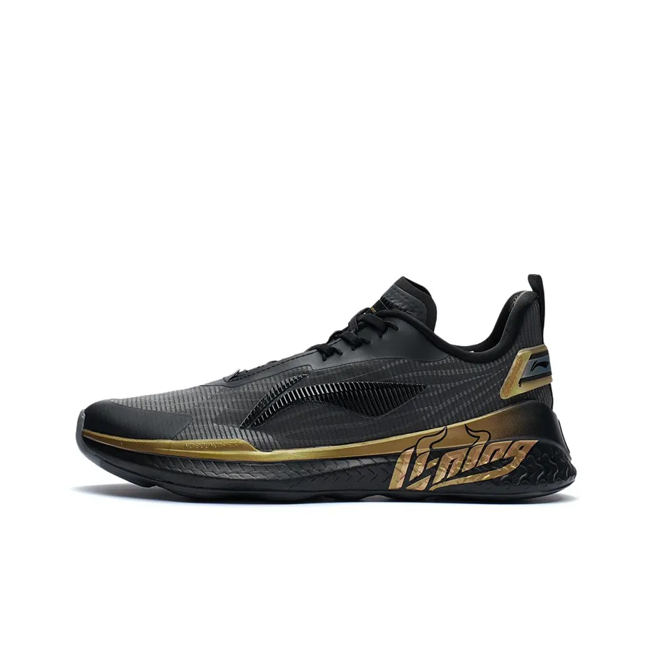LiNing Cushioning Anti Slip And Wear Resistant Low Top Training Shoes Black Gold