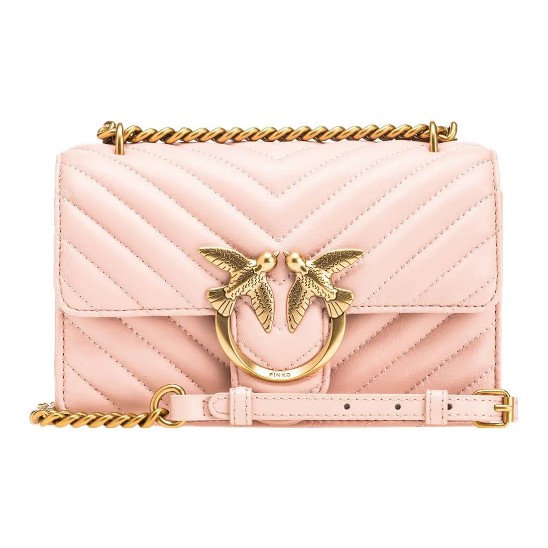 PINKO Sheepskin Shoulder Bag, Crossbody Bag Mini Women's Light Pink