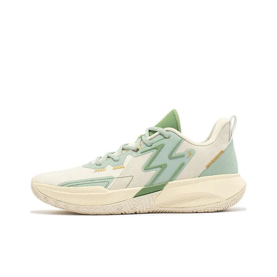 361° Big3 Team Shock Absorbers Slip Resistant Abrasion Resistant Low Top Basketball Shoes Men's Beige Green