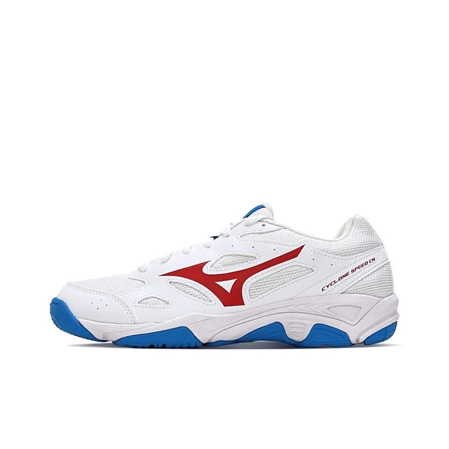 Mizuno Cyclone Speed CN Slip-Resistant Abrasion-Resistant Breathable Low-Top Training Shoes Unisex White Blue Red Мицубо Циклон Спид CN Противоскользящие Устойчивые к Износу Дышащие Низкие Кроссовки для Тренировок Унисекс Белый Синий Красный
