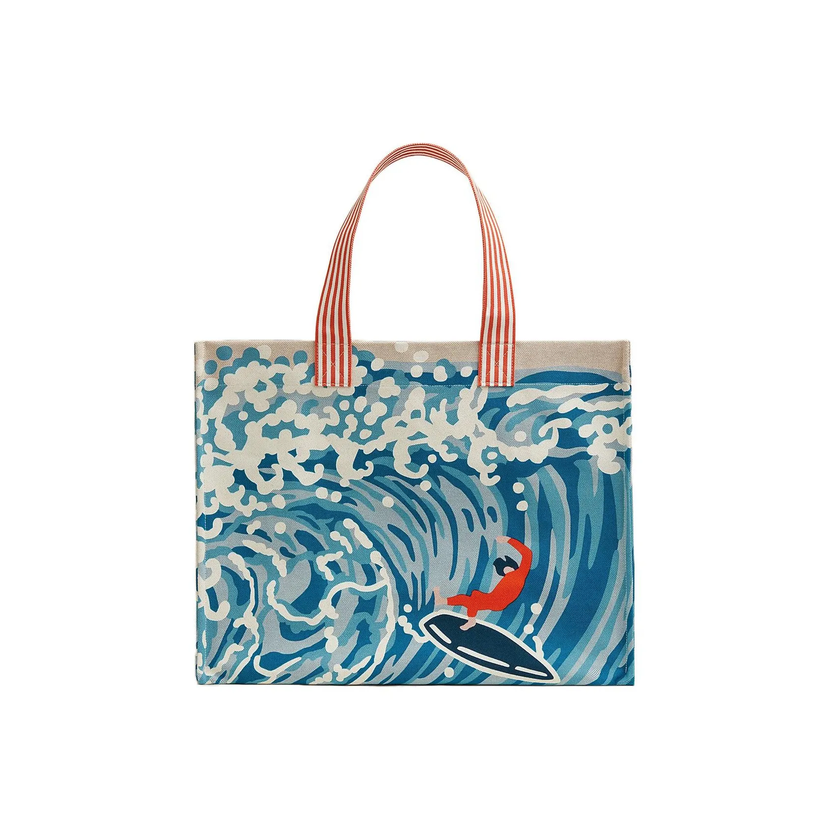HERMES Cotton Tote Bag, Shopping Bag, Handbag Women's Blue