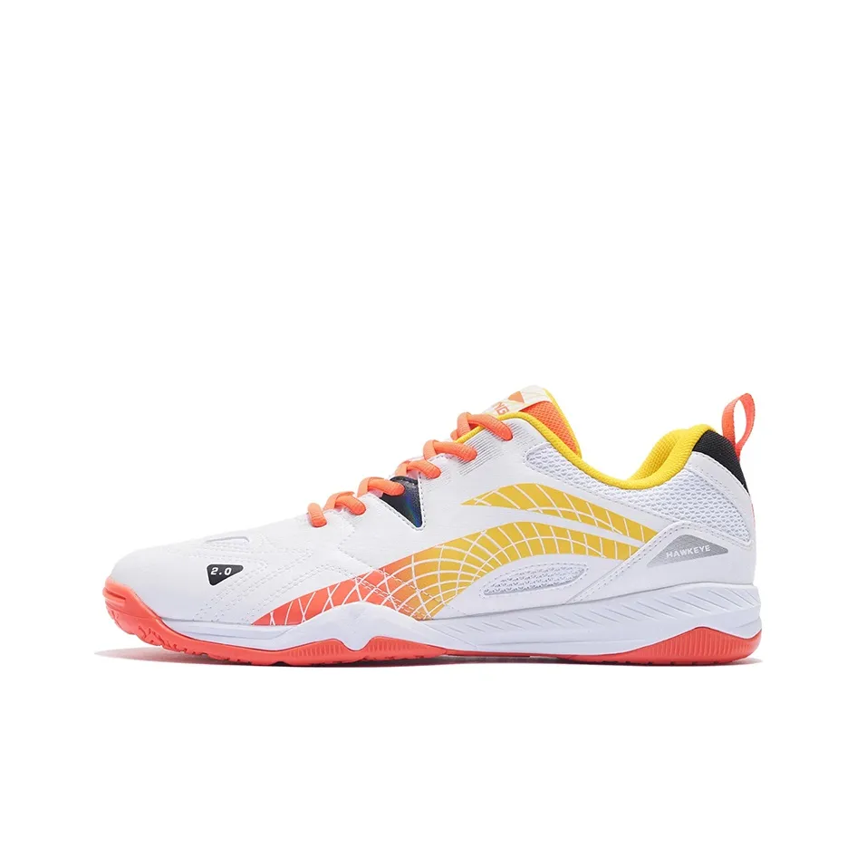 LiNing Shock Absorbers Slip-Resistant Abrasion-Resistant Low-Top Training Shoes Unisex White Red Yellow LiNing Shock Absorbers Противоскользящие Устойчивые к износу Низкие Кроссовки для тренировок Унисекс Белый Красный Желтый