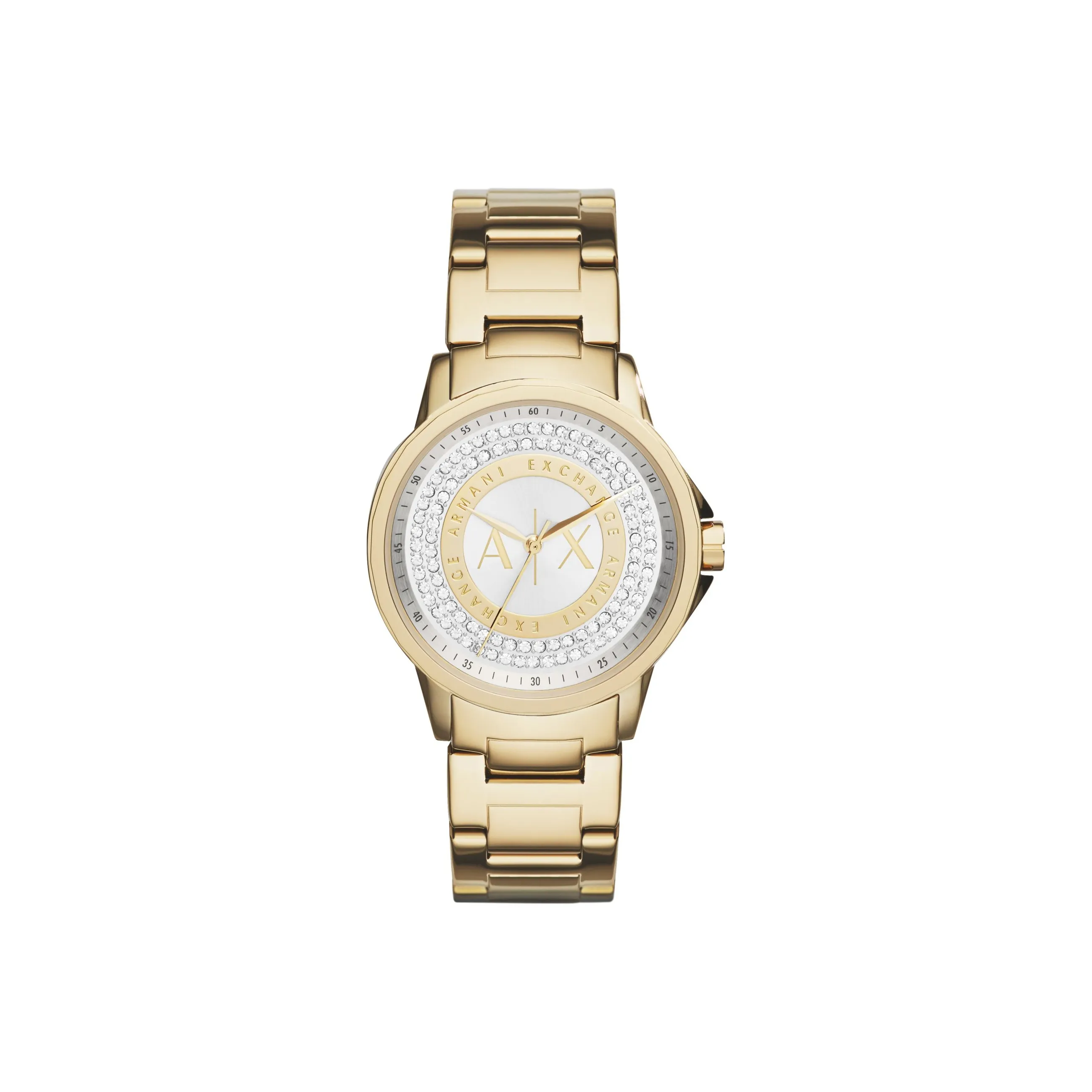 ARMANI EXCHANGEAE Stars Collection Наручные часы Кварцевый механизм Ремешок из нержавеющей стали Белый циферблат Женские часы