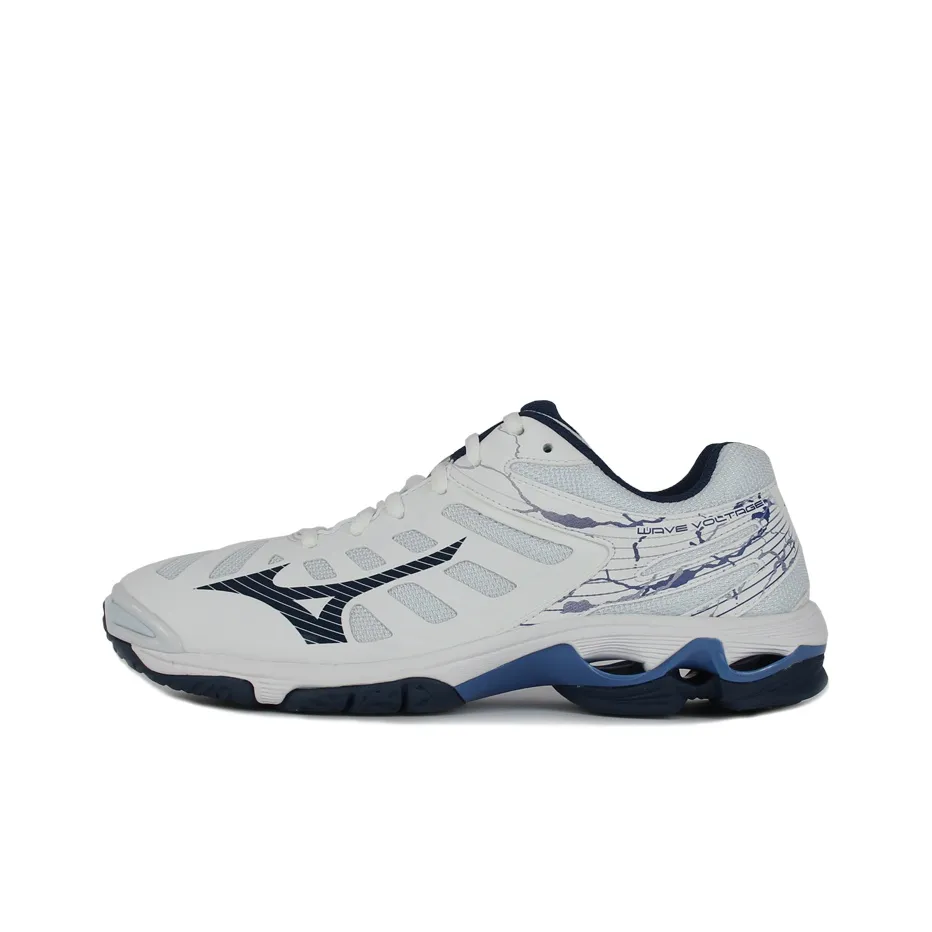 Mizuno Wave Voltage Шокабойеры Противоскользящие Устойчивые к истиранию Низкий Топ Волейбольные Кроссовки Унисекс Белый Синий