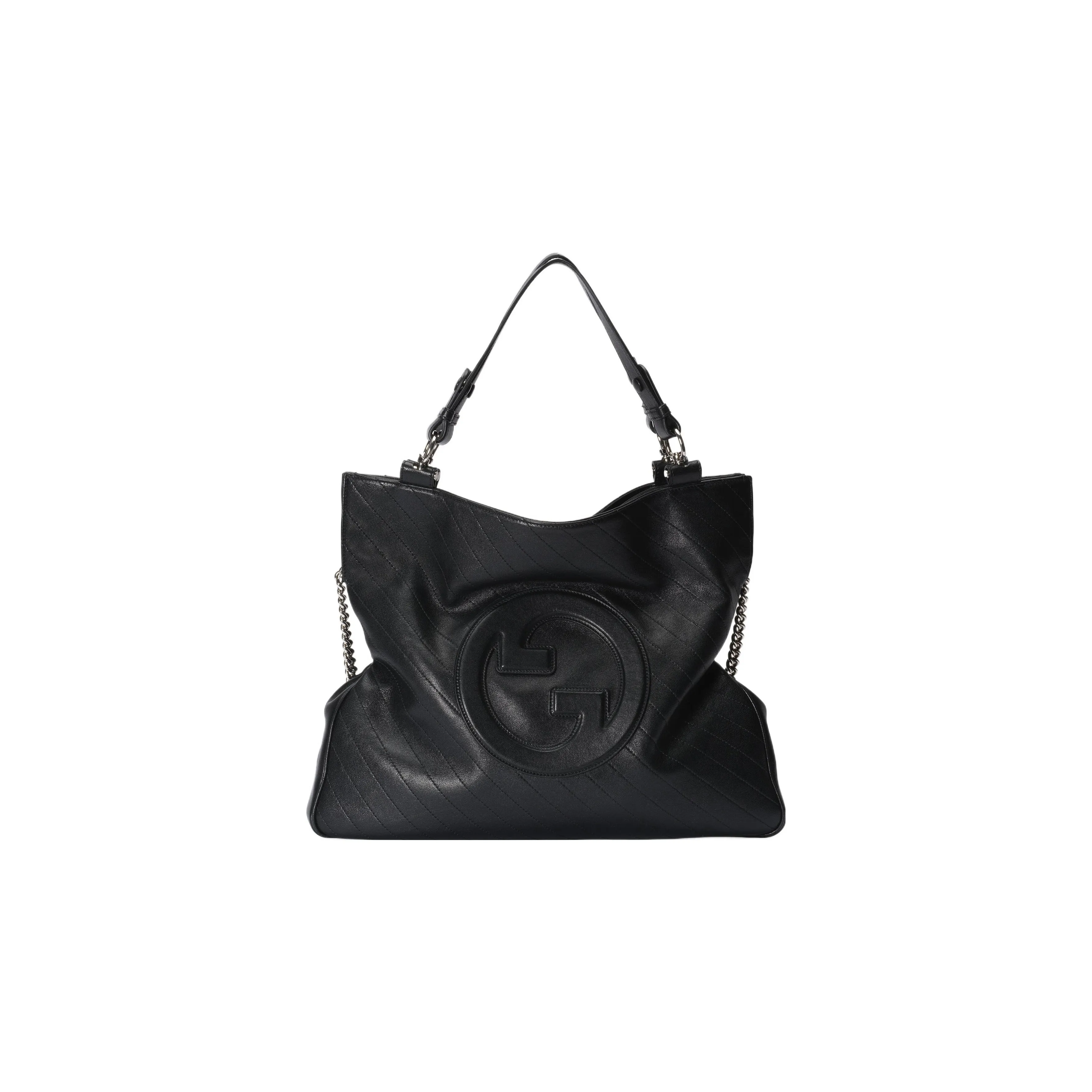 GUCCI Blondie Leather Tote Bag, Shopping Bag, Handbag Medium Size Women's Black