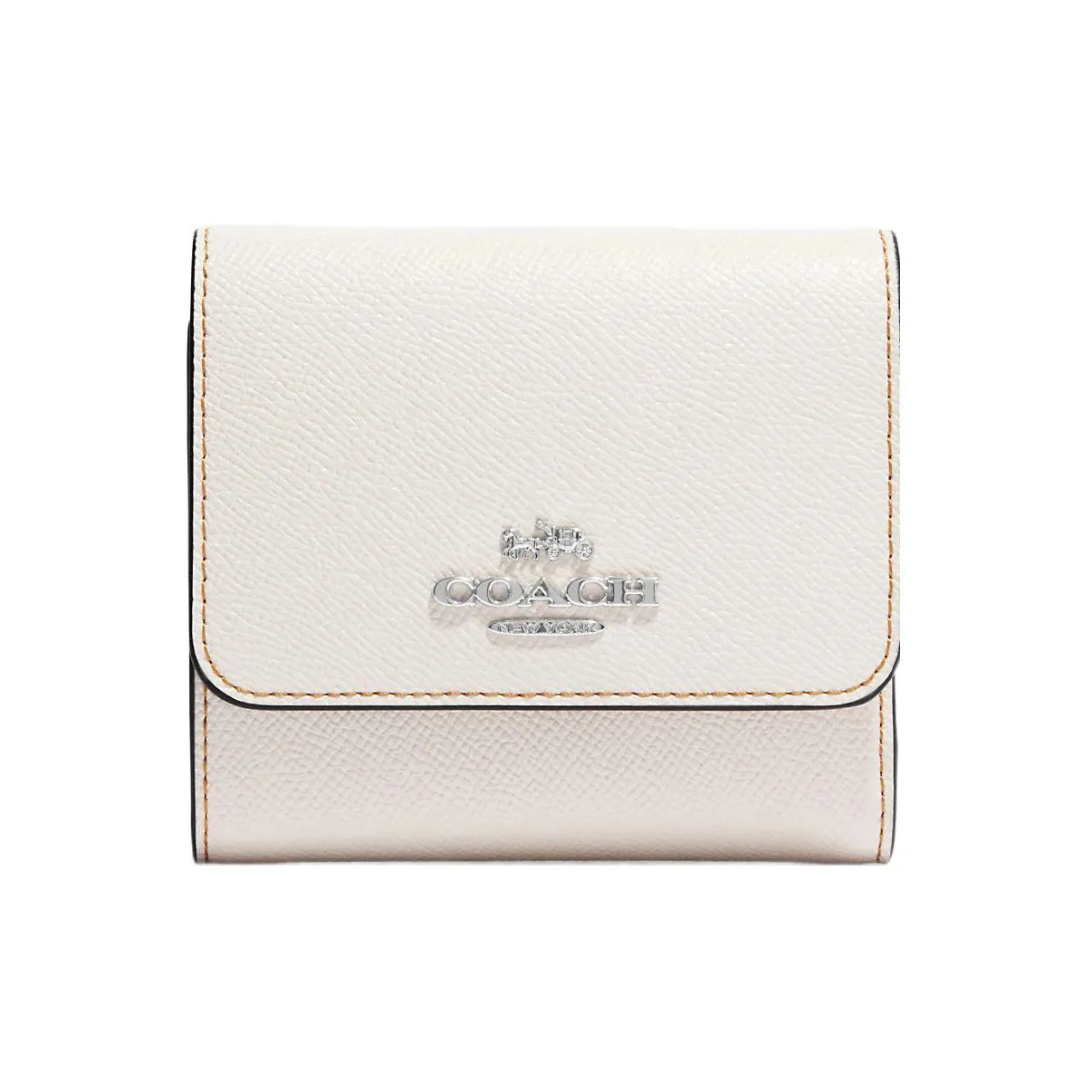 COACH Трехсекционный кошелек Крестовая текстура Кожа Монетница Кошелек Женский Белый
