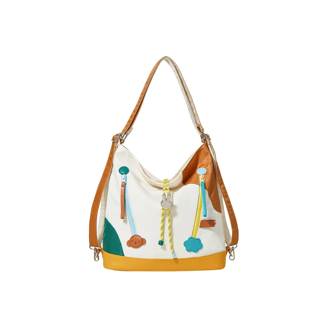 Miffy Oxford Tote Bag Shopping Bag Double-Shoulder Shoulder Bag Large Size Women's Khaki/Purple
