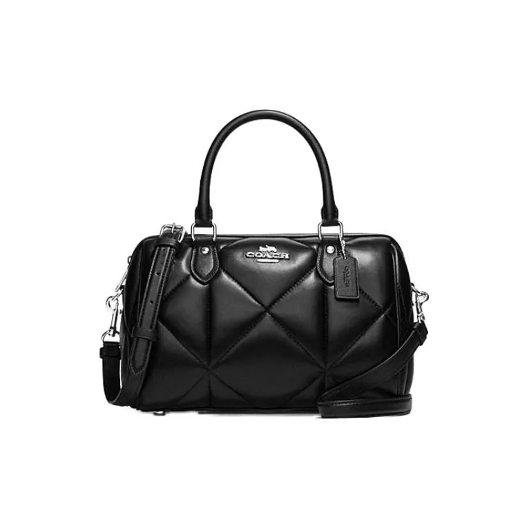 COACH Rowan Sheepskin Корова Кожа Бостон Сумка Сумка Стандартная Женская Черная