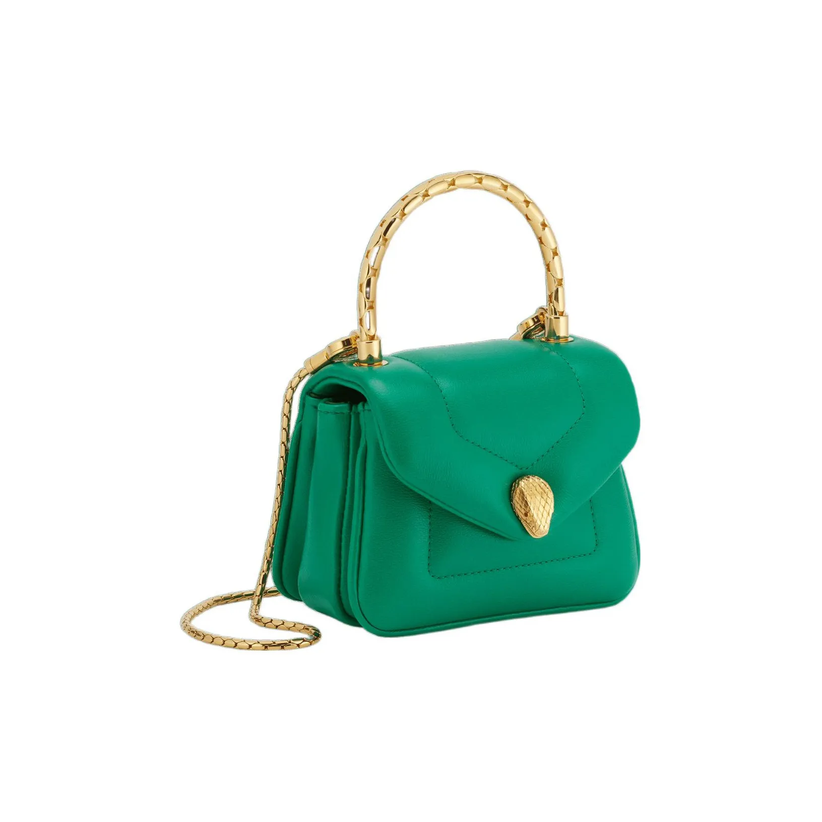 BVLGARI Serpenti Reverse Calfskin Crossbody One Shoulder Handbag Extra Mini Women's Green