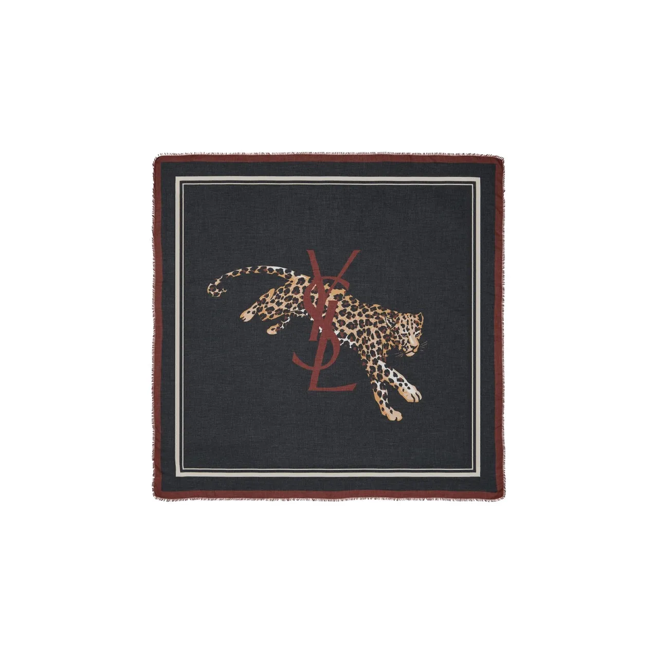 SAINT LAURENT Leopard Print Square Scarf
