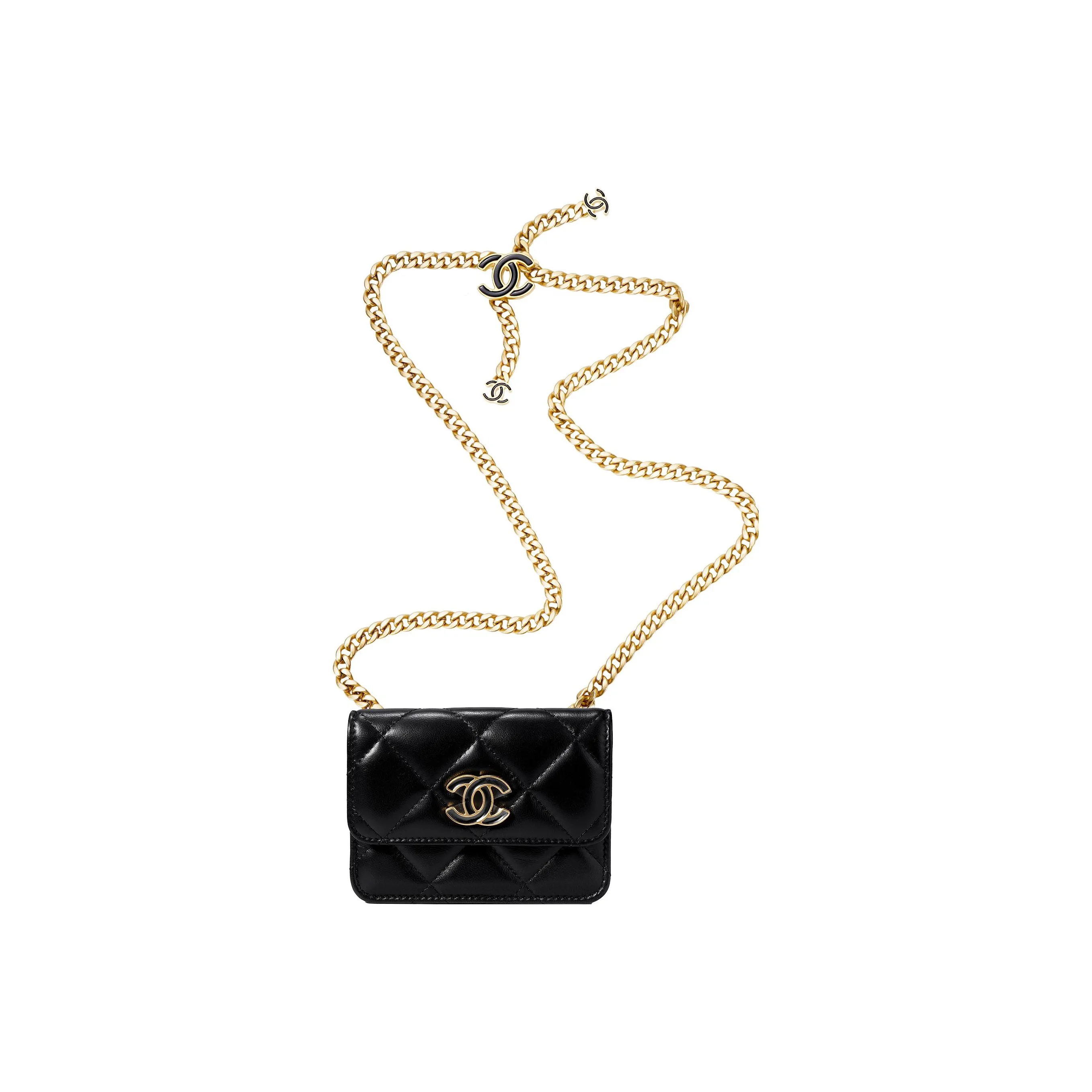 CHANEL Lambskin Shoulder Bag, Crossbody Bag, Fanny Pack Women's Black