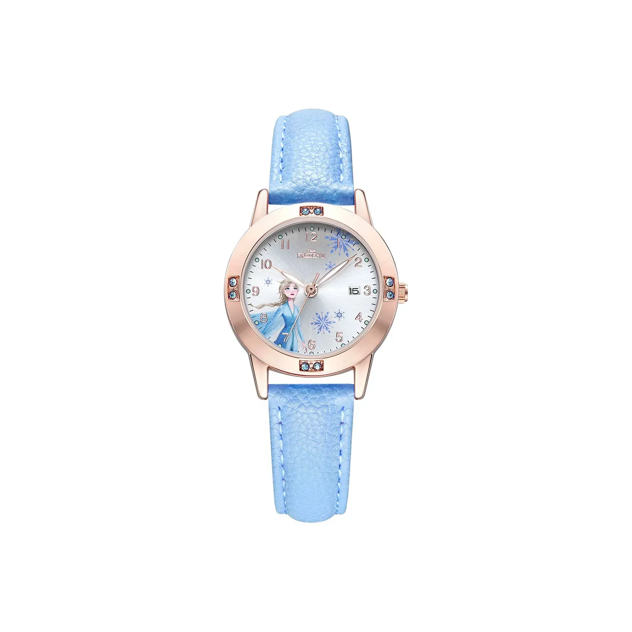 DISNEY FROZEN Series Кварцевый механизм Кожаный ремешок Часы Женские часы Серебристый циферблат SF 54200