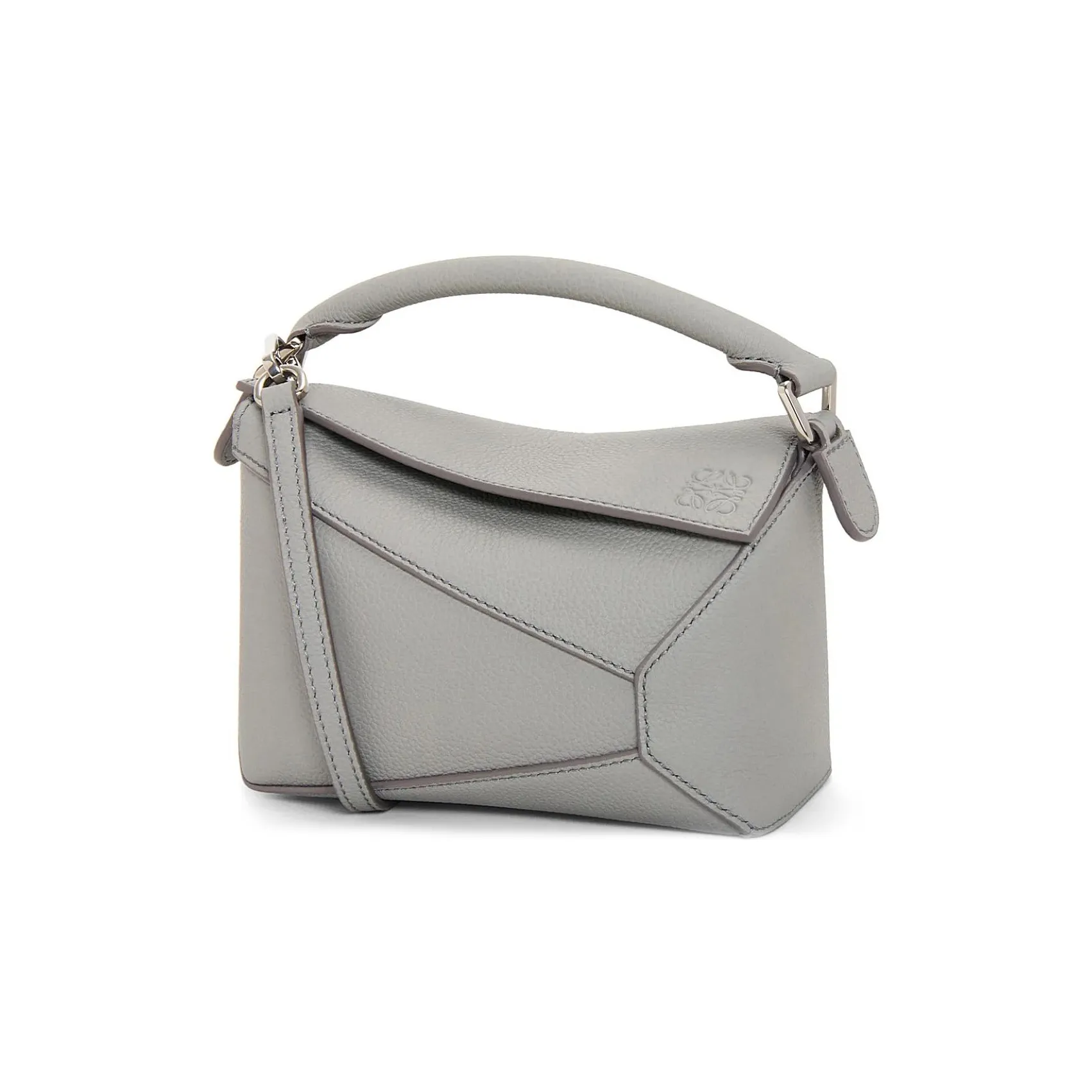 LOEWE Puzzle Soft Grained Cow Leather Shoulder Bag Crossbody Bag Handbag Mini Women's Pearl Gray
