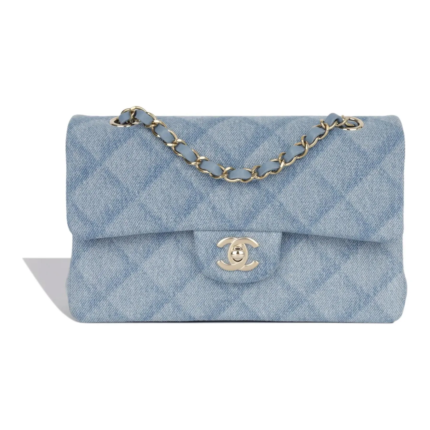 CHANEL Classic Flap CF Denim Crossbody Bag, Shoulder Bag Trumpets Women's Light Blue