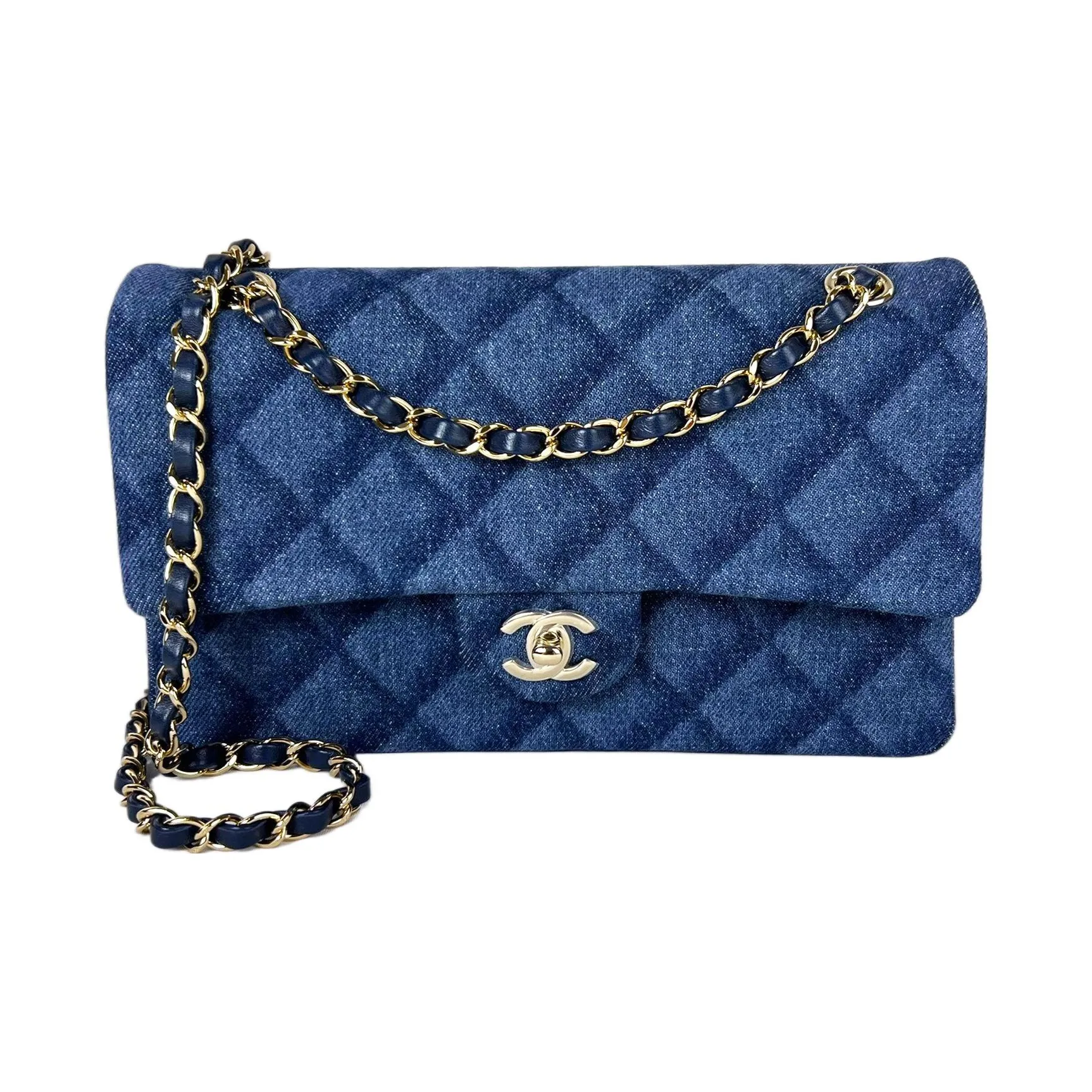 CHANEL Classic Flap CF Denim Flap Bag, Crossbody Bag, Shoulder Bag Trumpets Women's Dark Blue