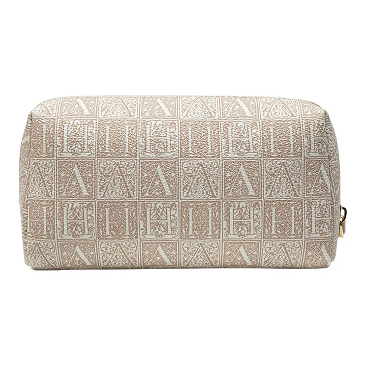 VANESSA HOGAN PVC Makeup Bag Square Bag Clutch Toiletry Bag Small Size Women's Apricot/Brown