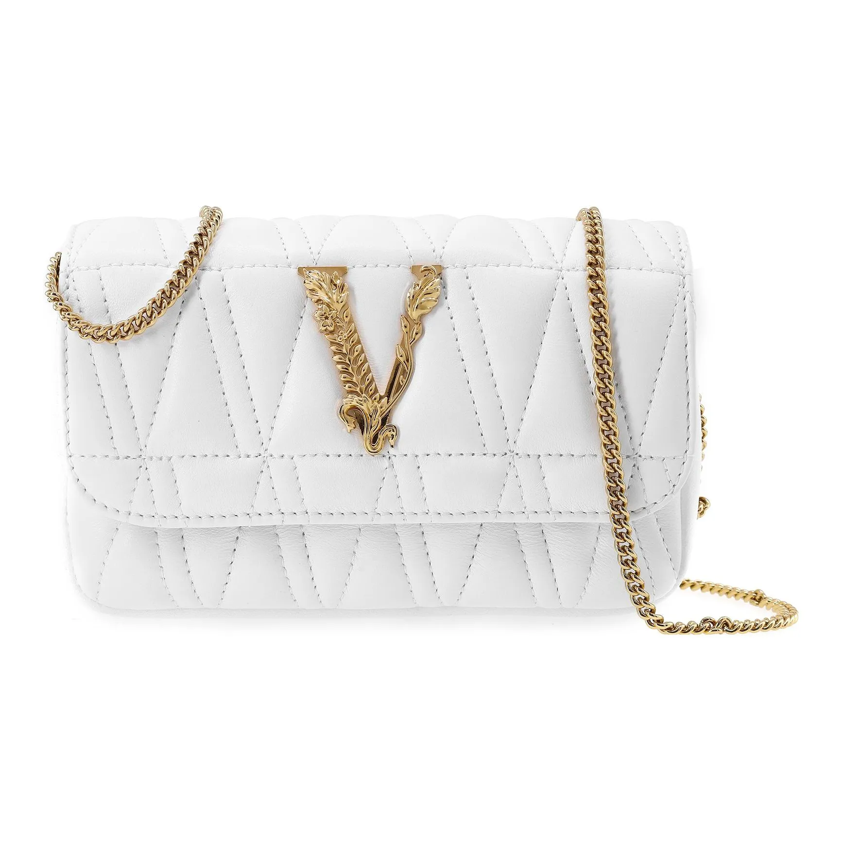 VERSACE Sheepskin Clutches Crossbody Bags Regular Women's White