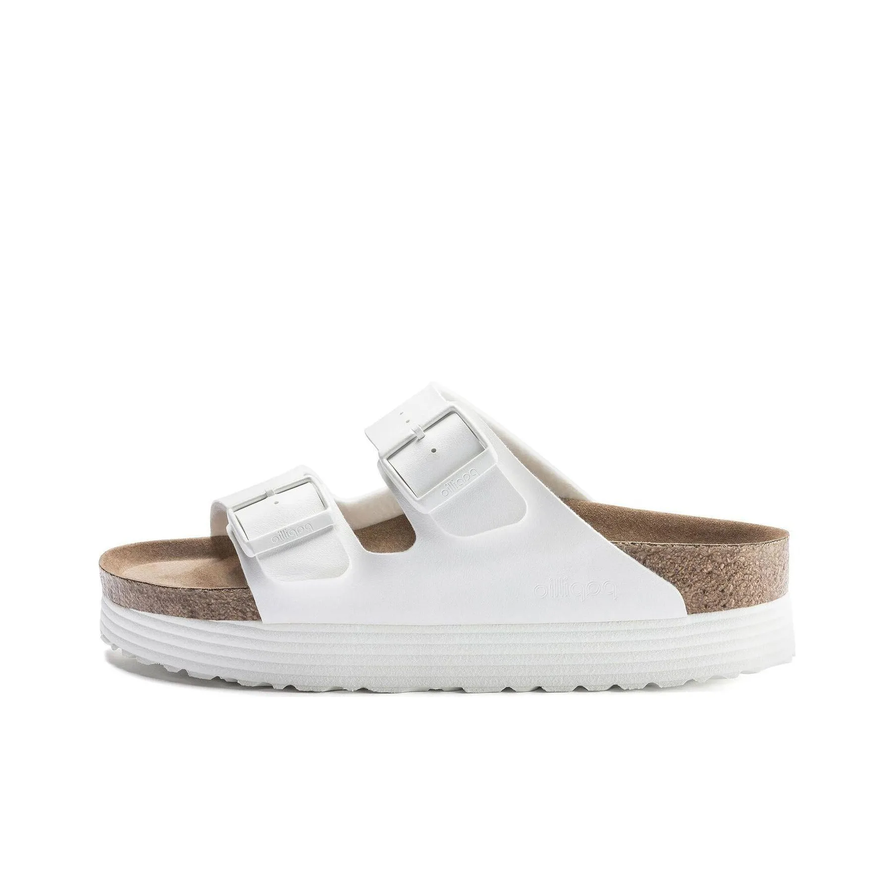 Birkenstock Arizona Platform Vegan Birko Flor Narrow Fit negras sandals 'White' Women's