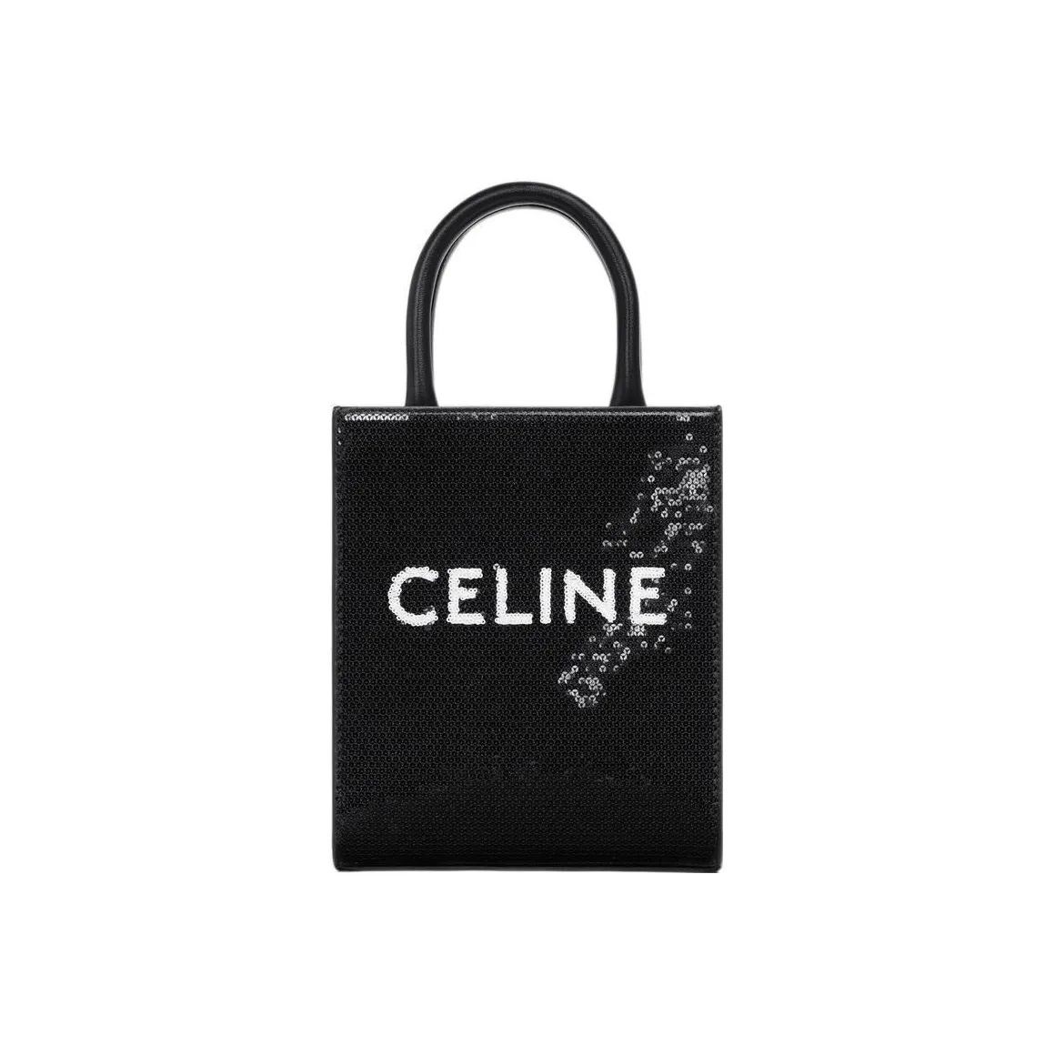 CELINE Cabas Lambskin With Calfskin Trim Handbag, Shoulder Bag, Crossbody Bag Mini Women's Black & White