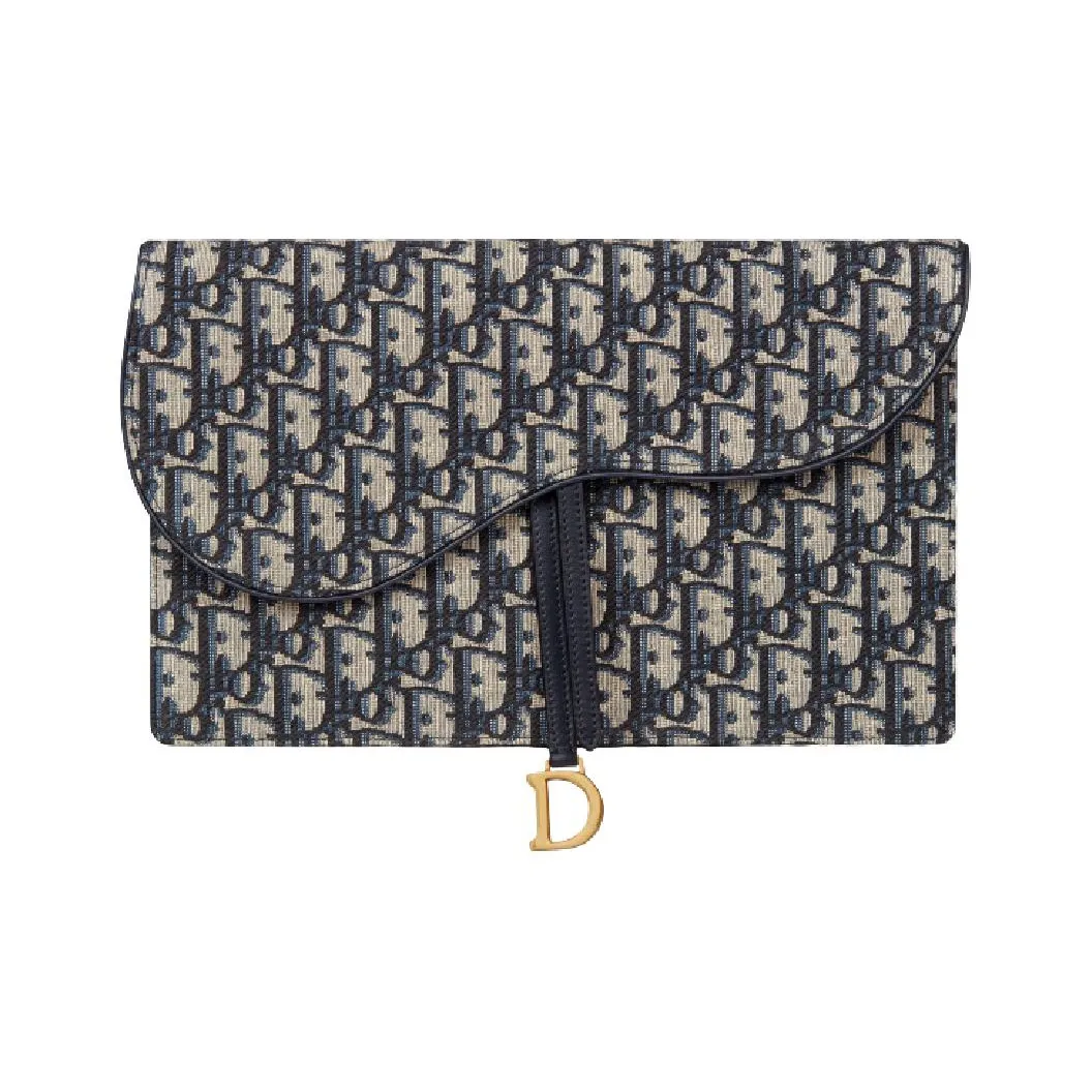 DIOR Saddle Fabric Clutch Regular Women's Blue