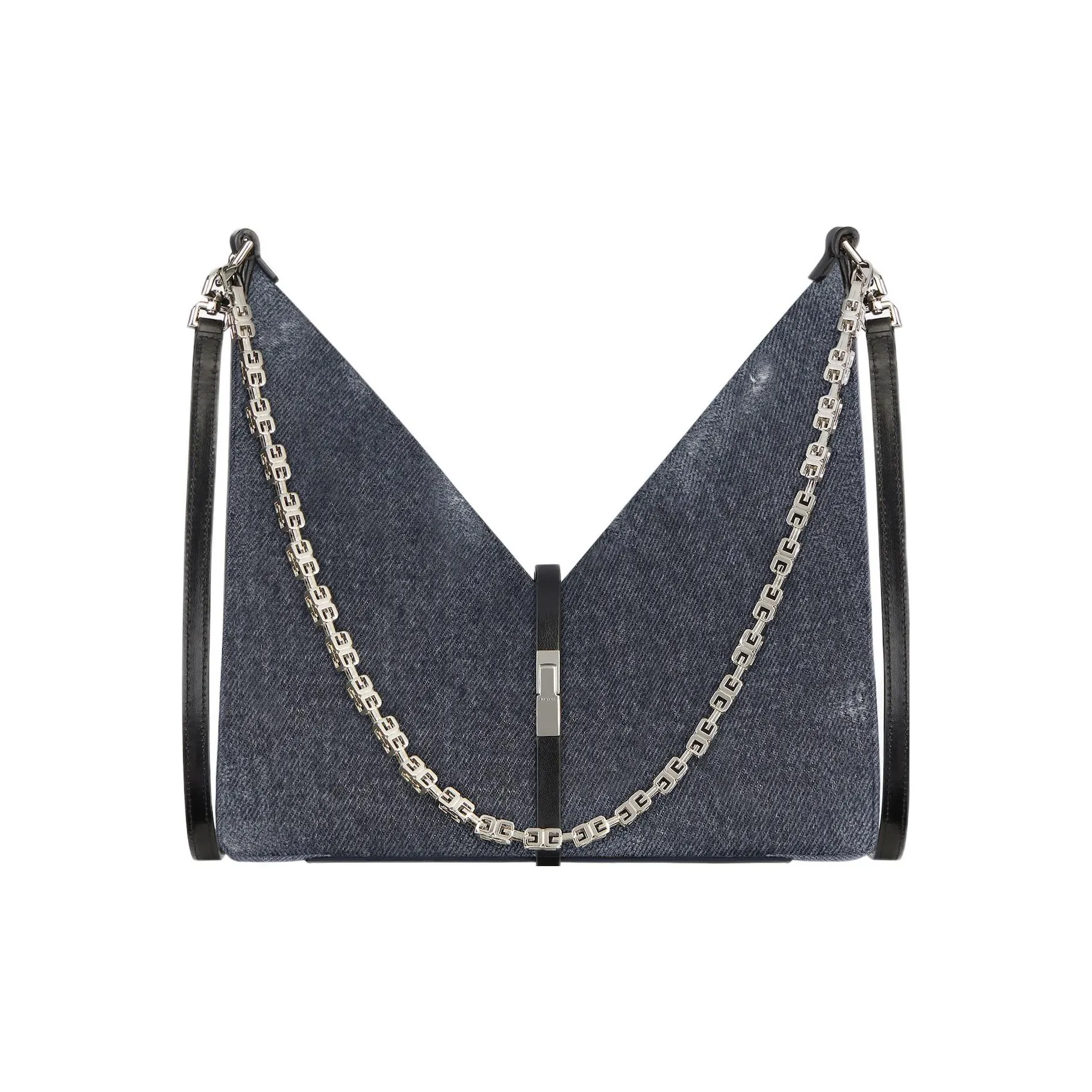 Givenchy Cut out Washable Denim Fabric Handbag, Shoulder Bag Women's Black