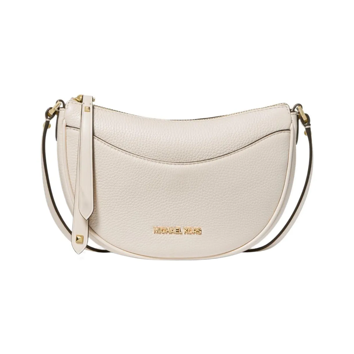 MICHAEL KORS Pebbled Leather Crescent Bag, Shoulder Bag, Crossbody Bag Medium Size Women's Gray