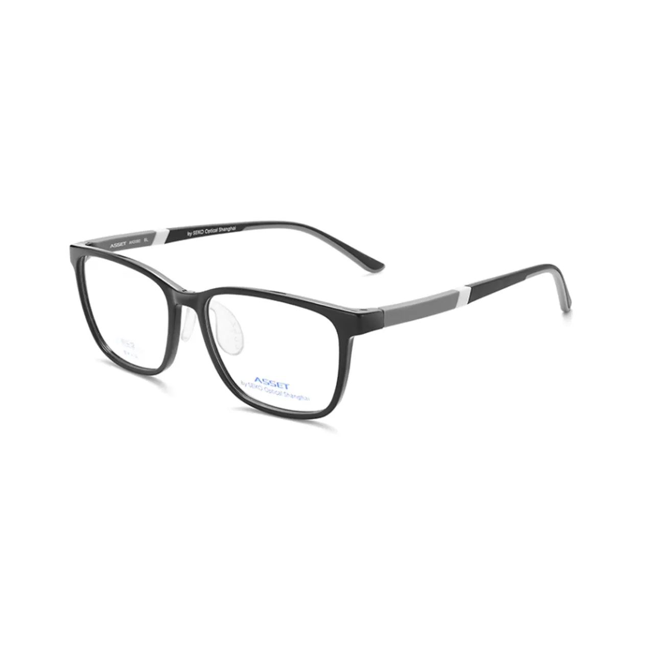 SEIKO TR/Memory Plastic Rectangular Eyeglass Frames Unisex Black