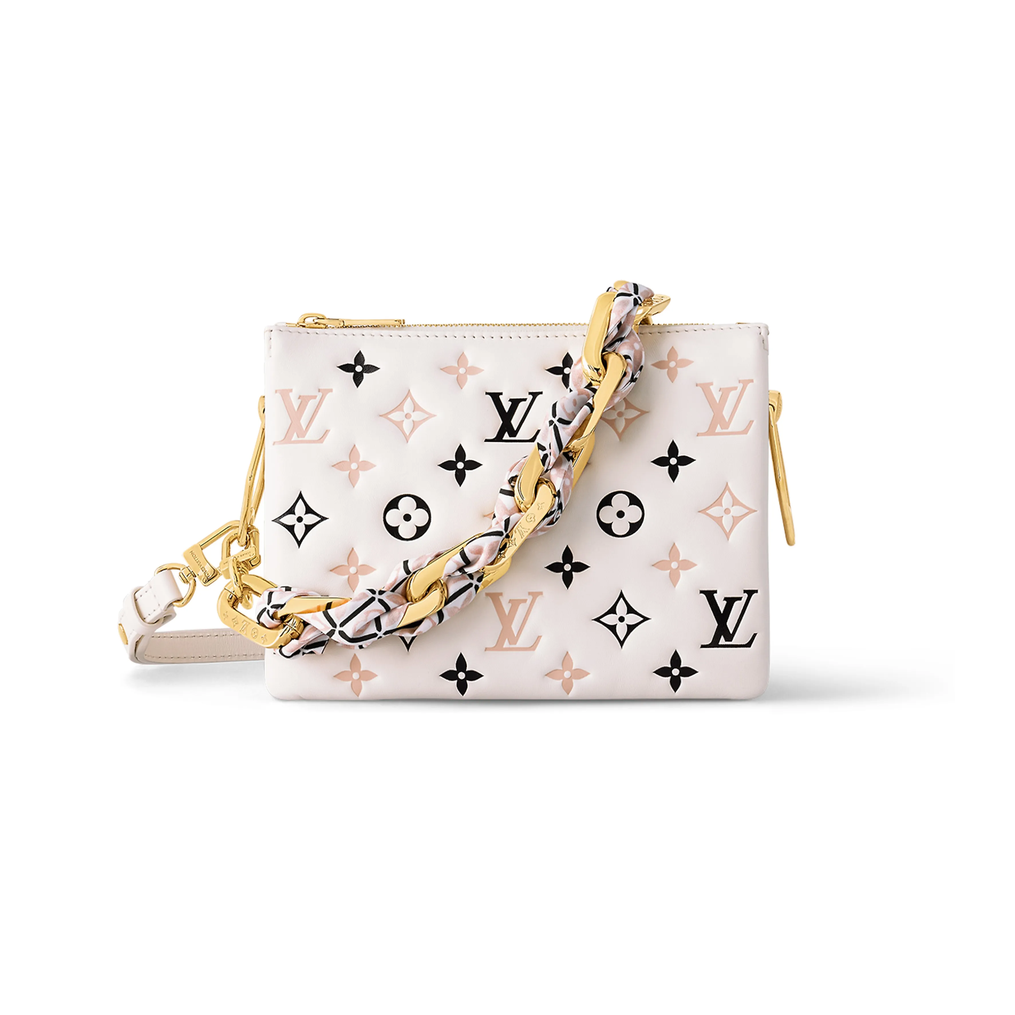 LOUIS VUITTON Coussin Sheepskin Shoulder Bag Crossbody Bag Small Size Women's Beige