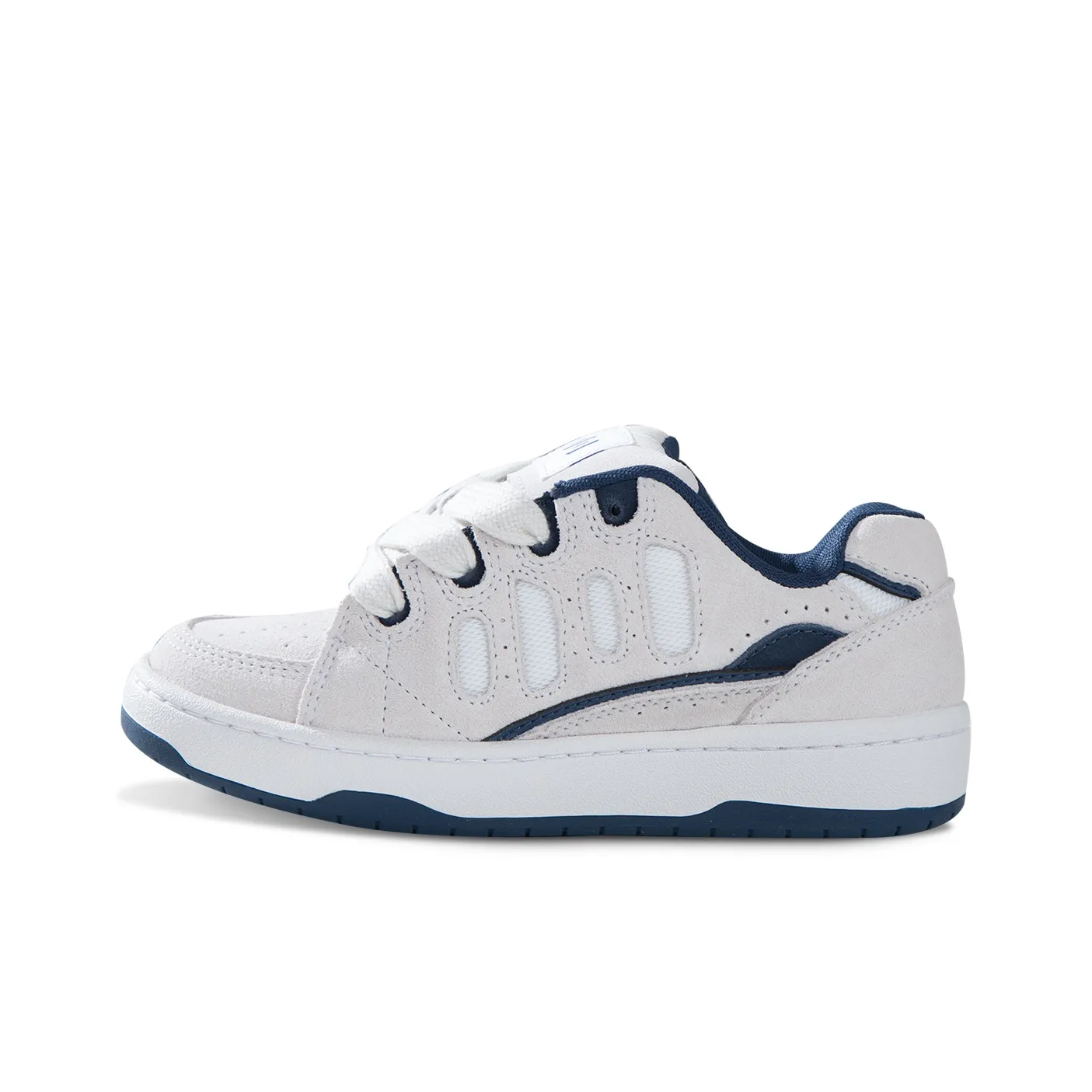 Ollieskate Cold Bonded Puffy Shoes Low Top Skateboard Shoes Unisex White Blue