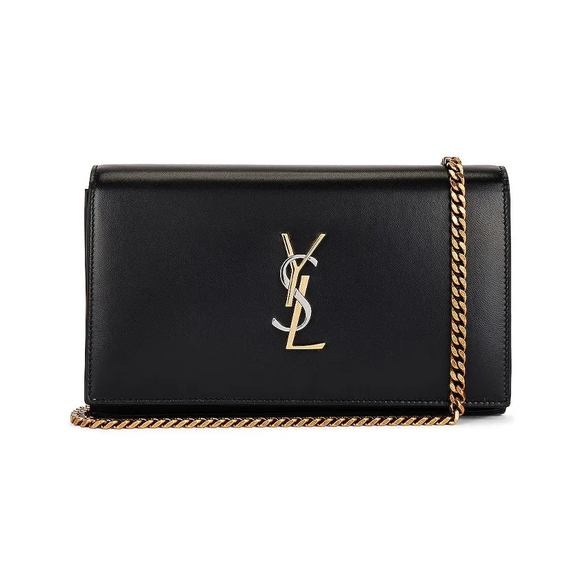 SAINT LAURENT Leather Wallet, Crossbody Bag, Shoulder Bag Women's Black