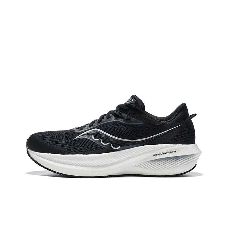 Saucony Triumph 21 Cushioned Wear Resistant Breathable Low Top Marathon Running Shoes Men's Black White
