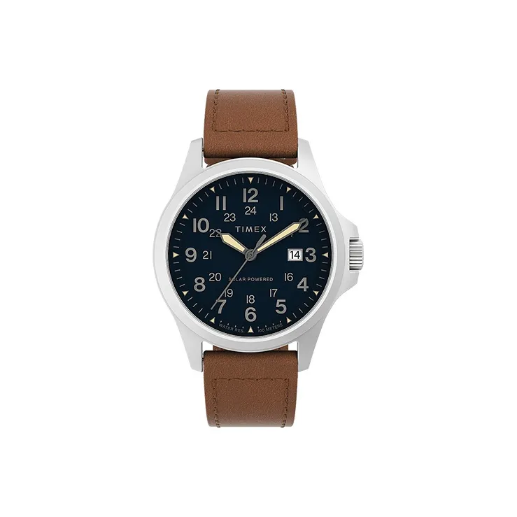 TIMEX Expedition Series Мужские часы Кварцевый механизм Кожаный ремешок 41 мм Черный циферблат