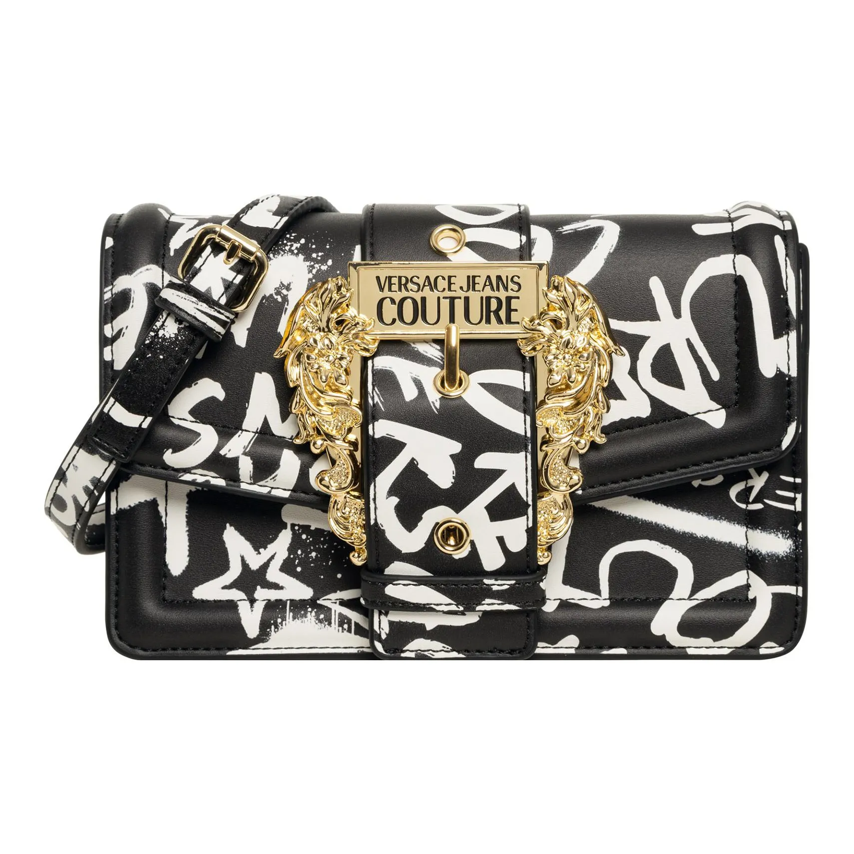 VERSACE JEANS COUTURE Полиуретан Сумка через плечо Женская Черная Белая