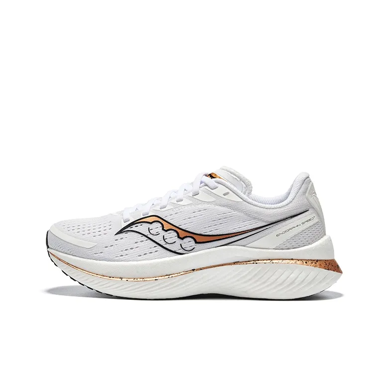 Saucony Endorphin Speed 3 Breathable And Wear resistant Low Top Carbon Plate Training Running Shoes Women's White Gold