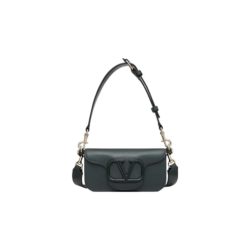 Valentino Locò Calfskin Portable Crossbody Bag, Shoulder Bag Men's Green