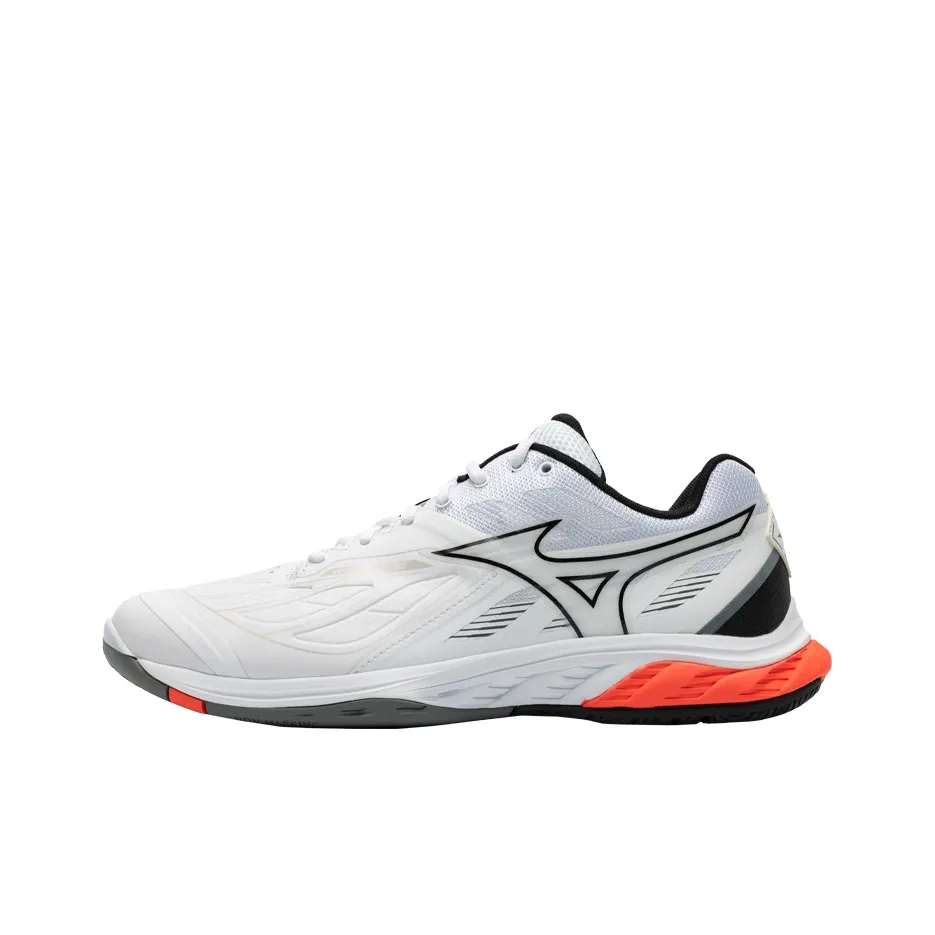 Mizuno Wave Fang 2 Low Топ Бадминтон Обувь Унисекс Белый Черный Оранжевый