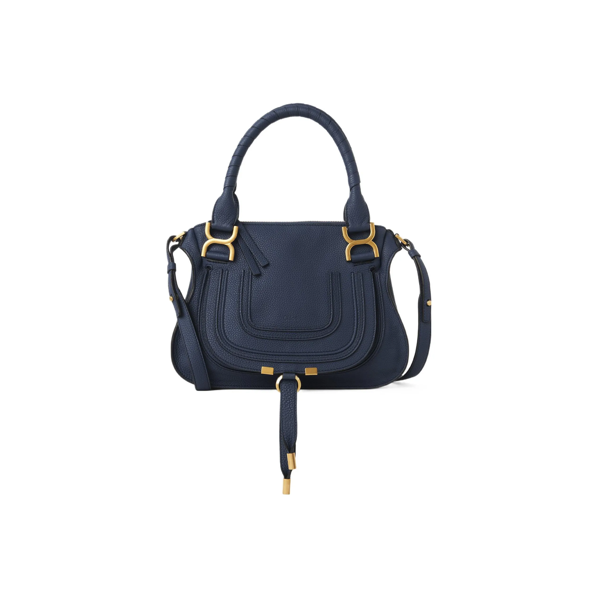 Chloe Marcie Grain Calfskin Shoulder Bag, Crossbody Bag, Handbag Trumpets Women's Marine Blue