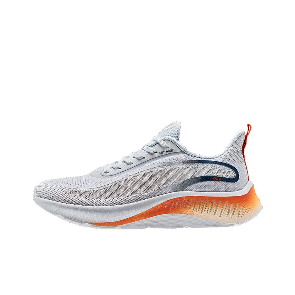 Erke Qitan Lite Artificial Muscle Cushioned Slip-Resistant Low-Top Casual Shoes Men's Gray Orange