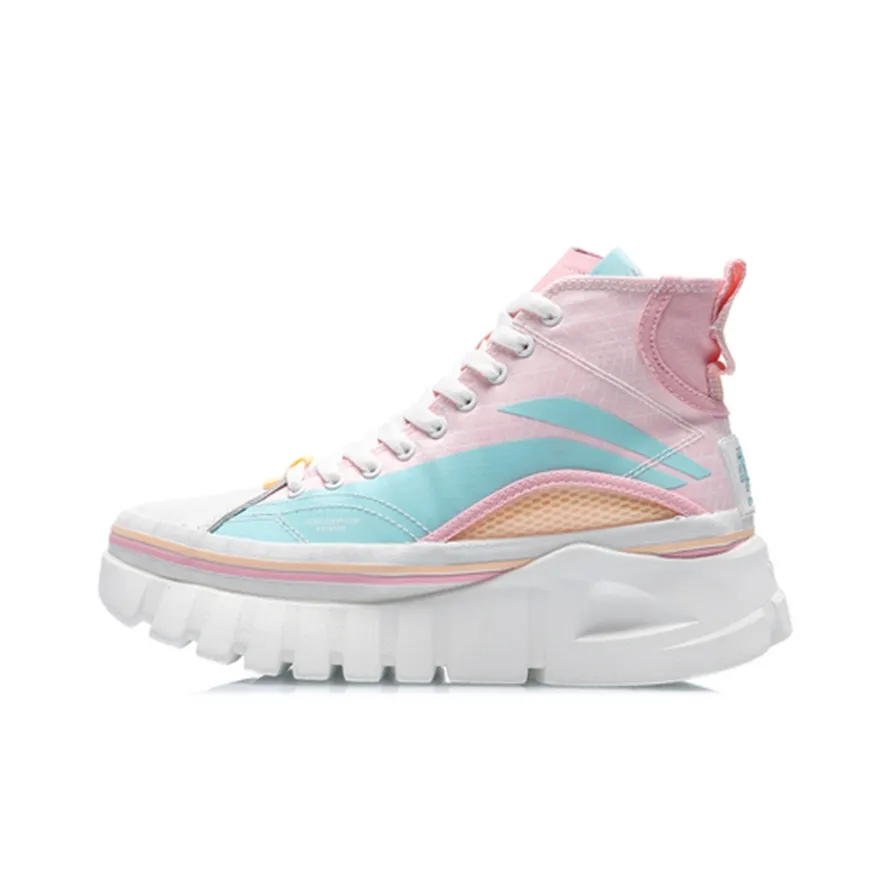 LiNing Casual Shoes Women's High Top Pink Blue