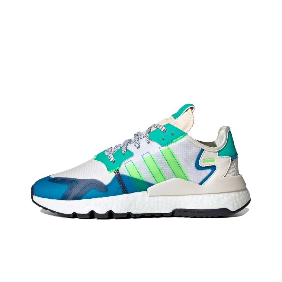 Adidas Originals Nite Jogger Slip-resistant Abrasion-resistant Low Top Casual Unisex White Green Blue Adidas Originals Nite Jogger Slip-resistant Abrasion-resistant Низкий Топ Повседневный Унисекс Белый Зеленый Синий