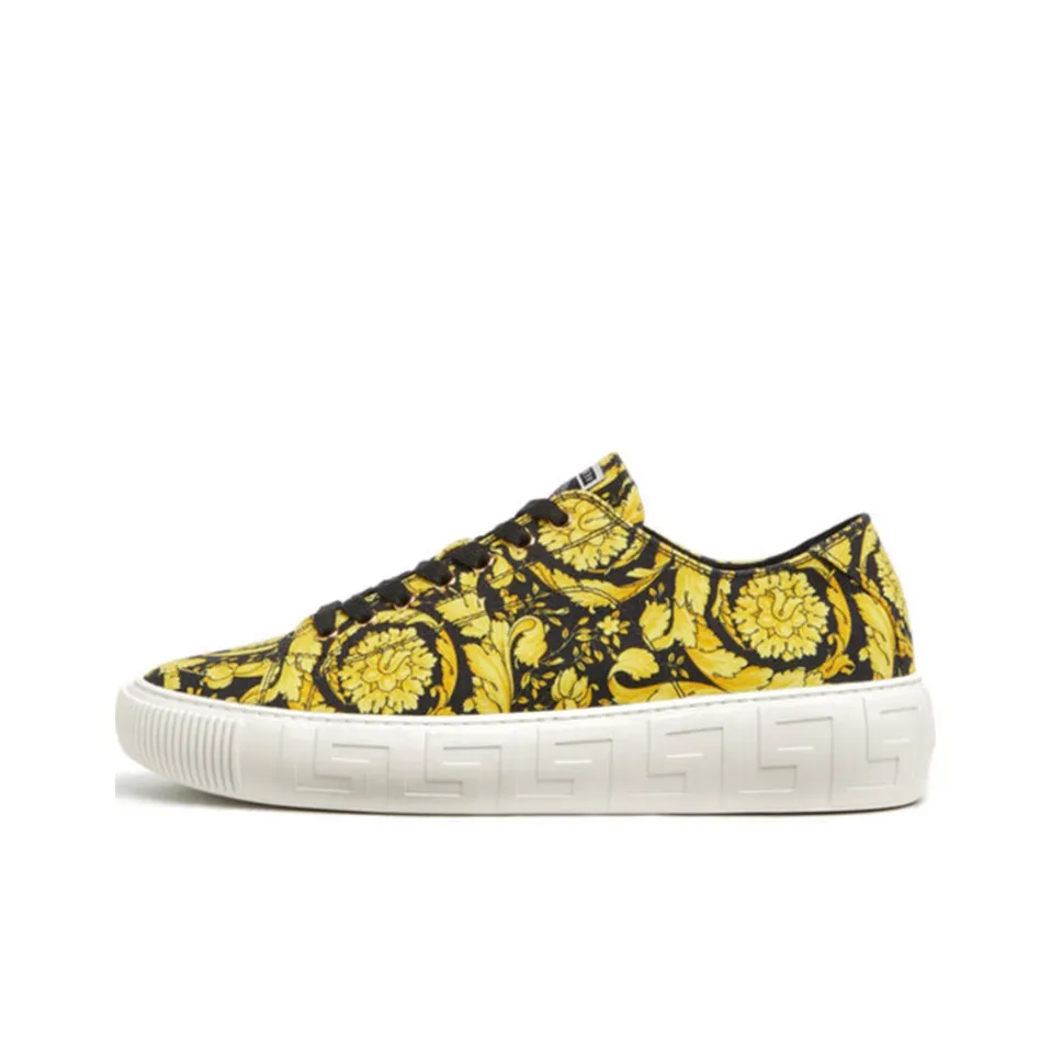 VERSACE Greca Barocco Print Low Top Yellow Black White
