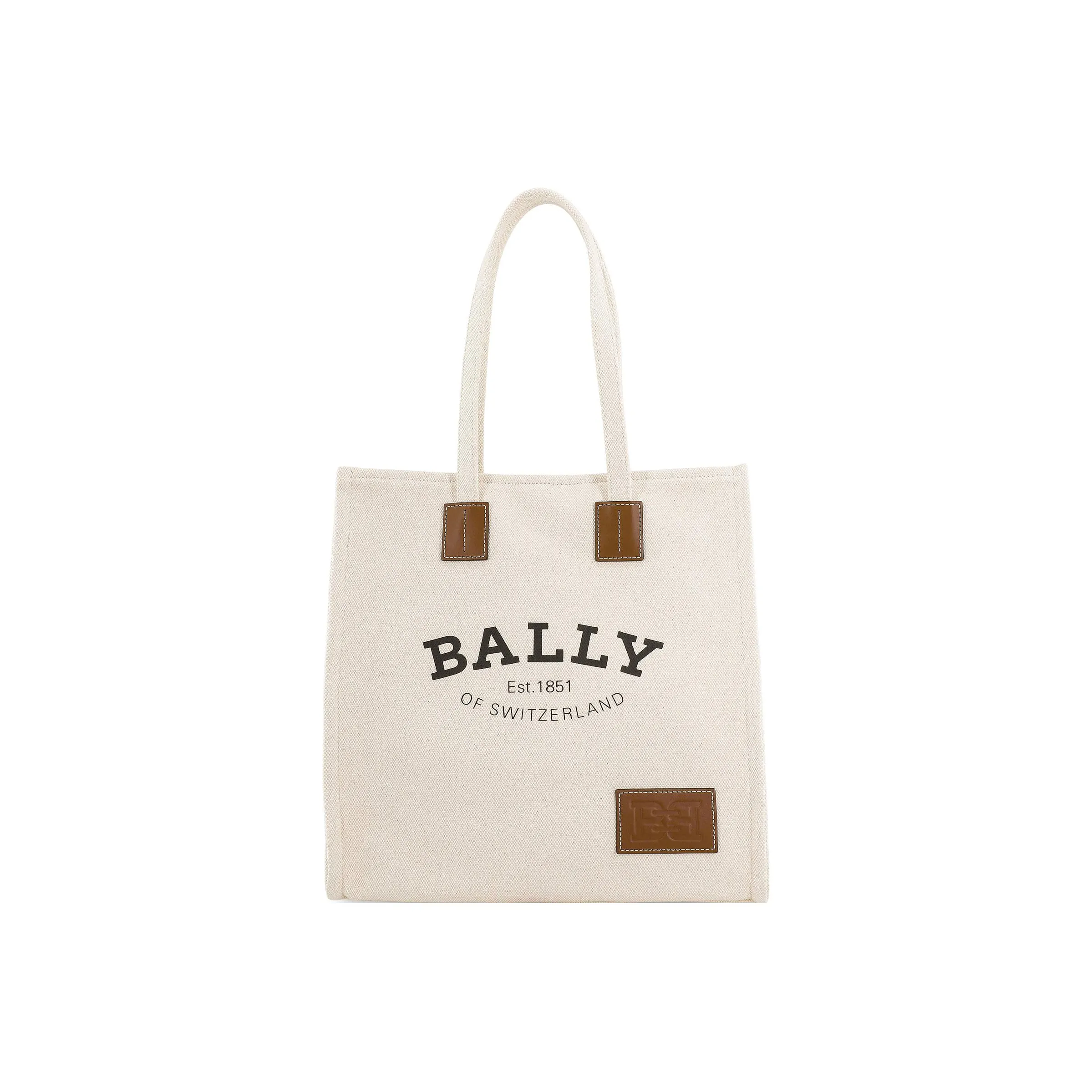 BALLY Crystalia Fabric Tote Bag, Shopping Bag, Handbag, Shoulder Bag Unisex Natural/Brown