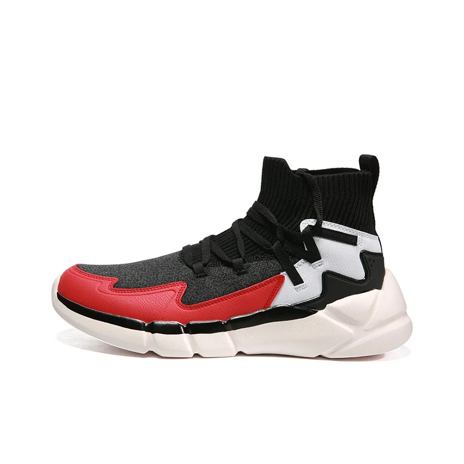 PEAK Anti Slip Wear Resistant Mid Top Sports Casual Shoes Men's Black Red