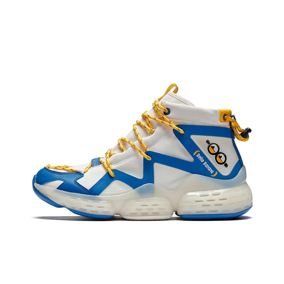 MINIONS x 361° Cushioned Slip Resistant Abrasion Resistant High Top Sports Casual Shoes Men's White Blue