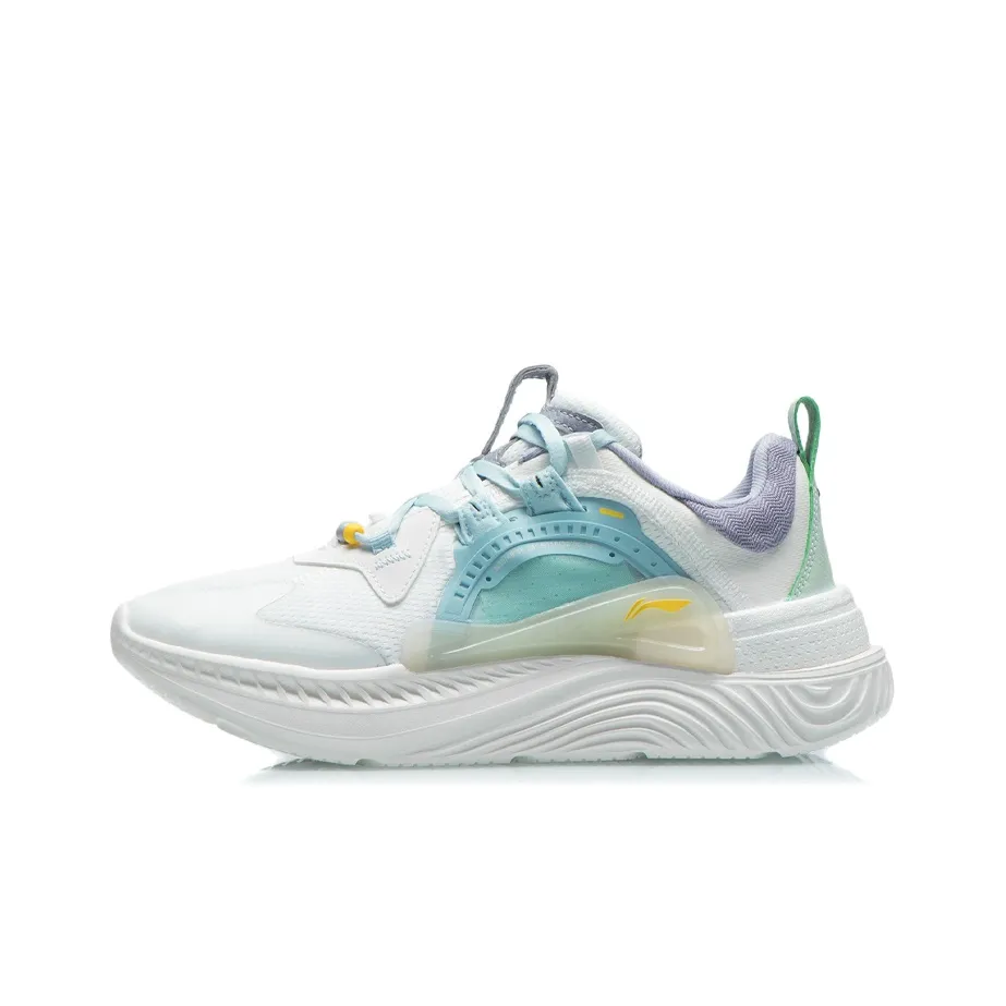 LiNing Spark Cushioned Anti-Slip Wear-Resistant Breathable Lightweight Low-Top Casual Shoes Women's White Blue Purple