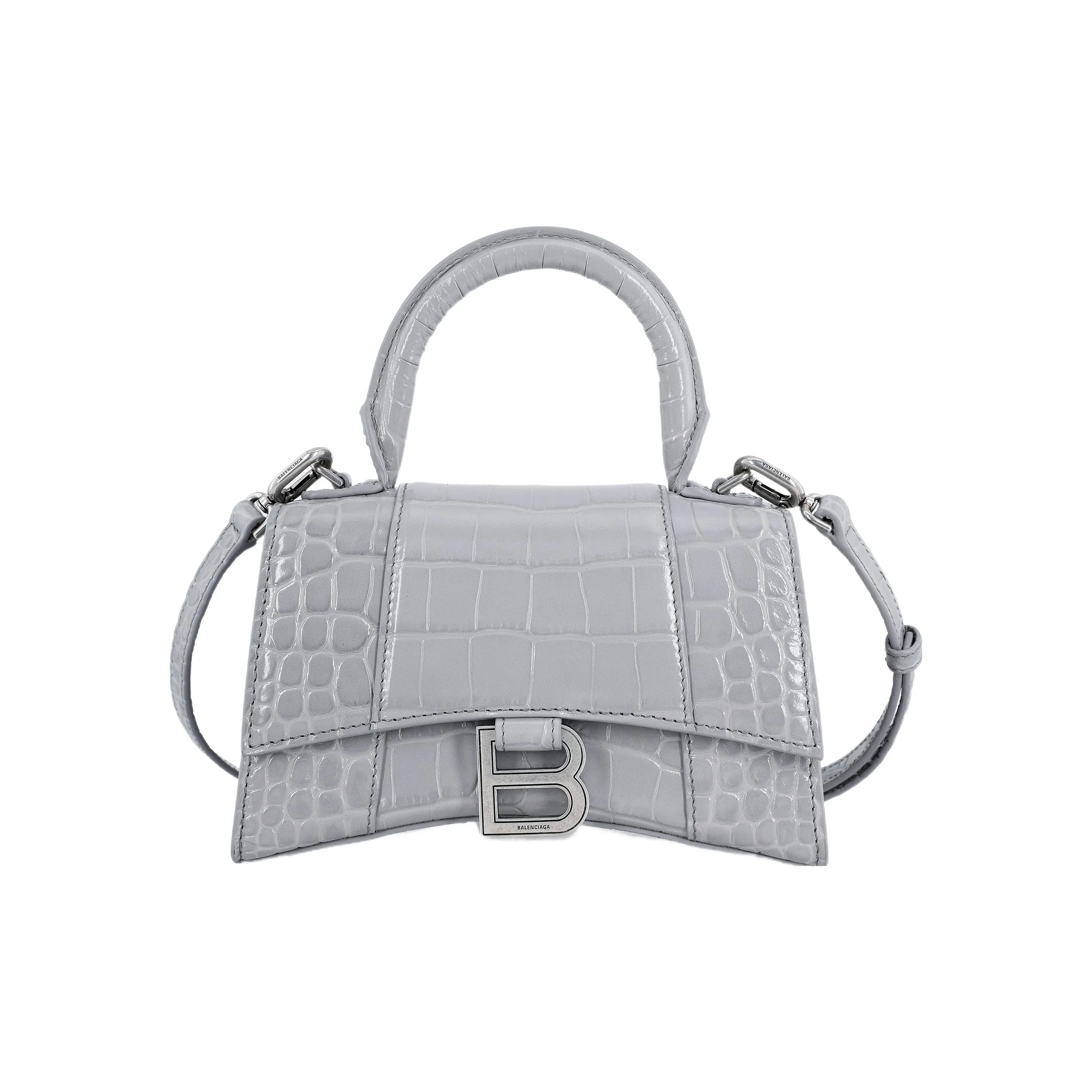 Balenciaga Cow Leather Hourglass Bag, Shoulder Bag, Crossbody Bag, Handbag Extra Small Women's Ivory Gray