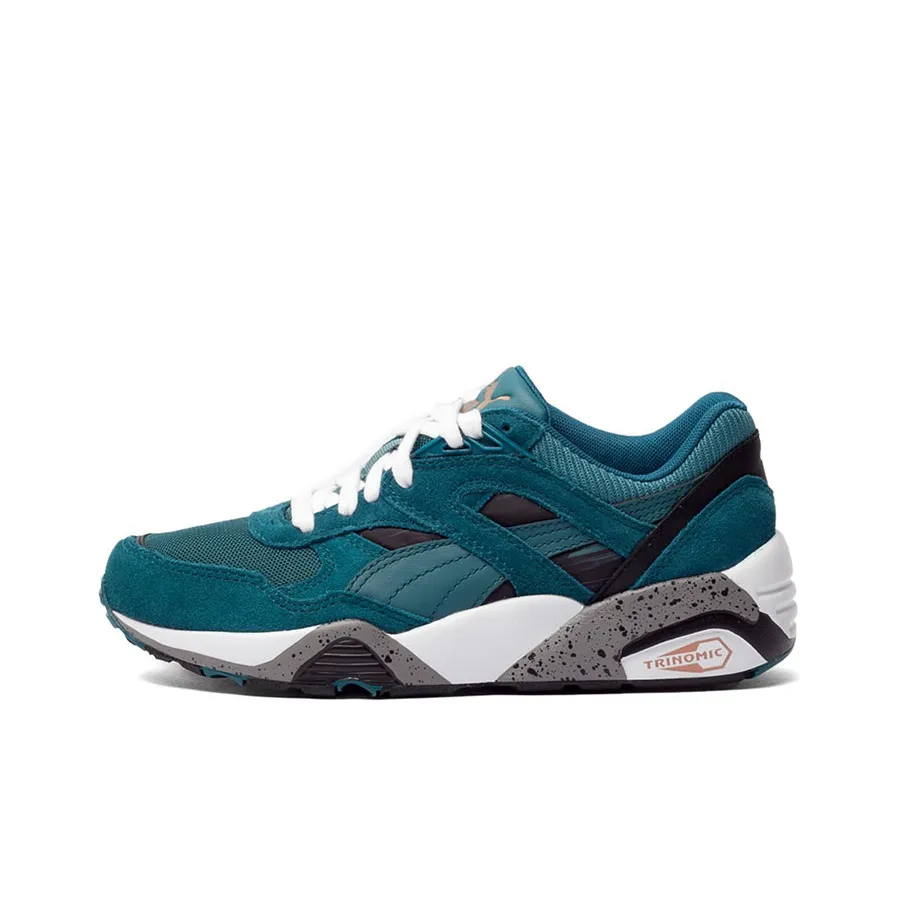 PUMA R698 Femme С принтом устойчивый к истиранию дышащий низкий топ повседневный женский синий